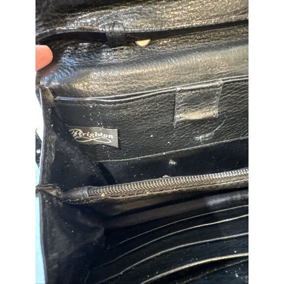 Brighton Crossbody Organizer Purse/Wallet Leather Brown And Black Alligator - Picture 10 of 16